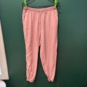 Baby Pink Elastic Waist Jogger Pants